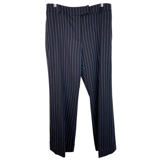 Pendleton Plus Women's Size 14W Black White Pinstriped Virgin Wool Trouser Pants - Picture 1 of 8